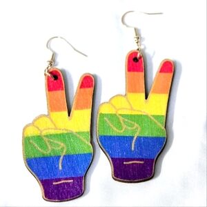 PEACE SIGNS Rainbow Earrings for Him or Her Patriotic Flag 🌈 🏳️‍🌈